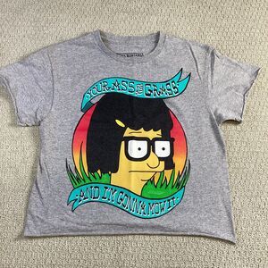 Bob's Burgers Tina Belcher Your Ass is Grass Graphic‎ Crop T-Shirt Gray